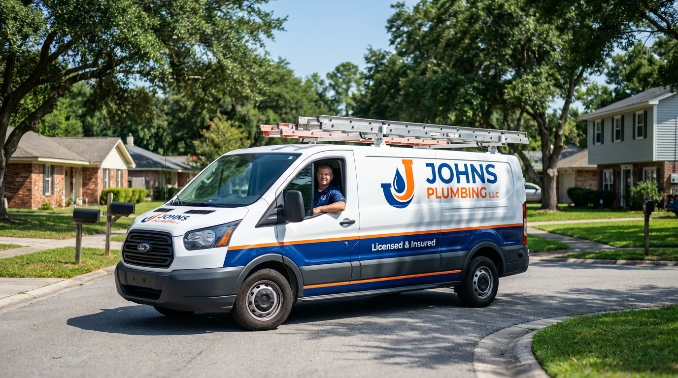 Johns Plumbing LLC service van in Pine Mountain Club, CA