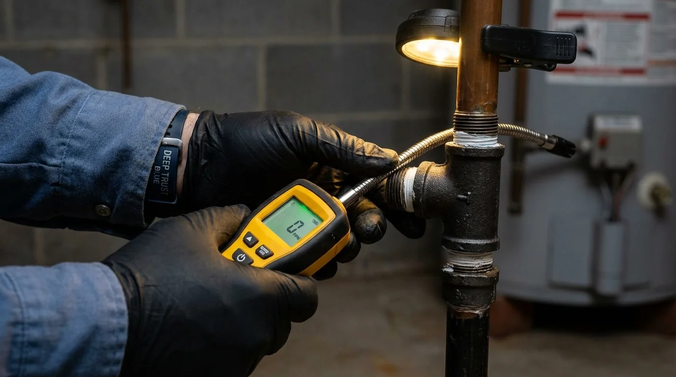 Gas leak detection with electronic sniffer by Johns Plumbing LLC in Pine Mountain Club